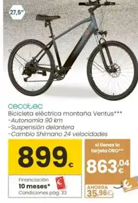 Eroski Cecotec - bicicleta eléctrica montaña ventus oferta