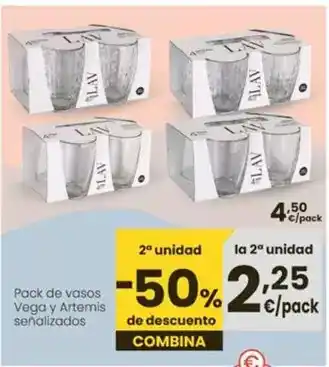 Eroski Pack de vasos vega y artemis oferta