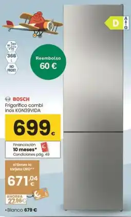Eroski Bosch - frigorífico combi inox kgn39vida oferta