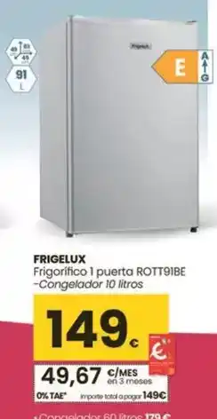 Eroski Frigelux - frigorífico 1 puerta rott91be oferta