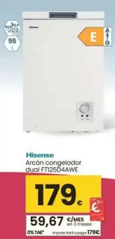 Eroski Hisense - arcón congelador dual ft125d4awe oferta