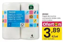 Eroski Eroski - papel de cocina compacto doble rollo oferta