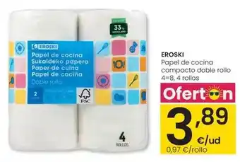 Eroski Eroski - papel de cocina compacto doble rollo oferta