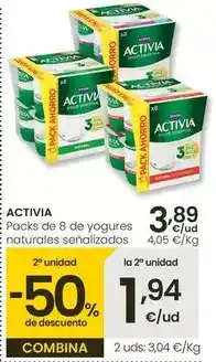 Eroski Activia - packs de 8 de yogures naturales senalizados oferta