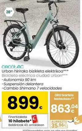 Eroski Cecotec - bicicleta electrica ciudad urban oferta