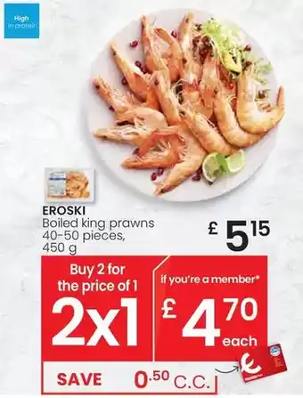 Eroski Eroski - boiled king prawns 40-50 pieces oferta