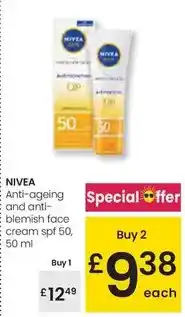Eroski Nivea - anti-ageing and anti- blemish face cream spf 50 oferta