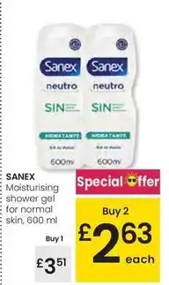 Eroski Sanex - moisturising shower gel for normal skin oferta