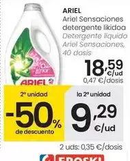 Eroski Ariel - detergente líquido sensaciones oferta