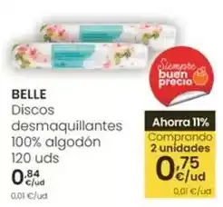 Eroski Belle - discos desmaquillantes 100% algodon oferta