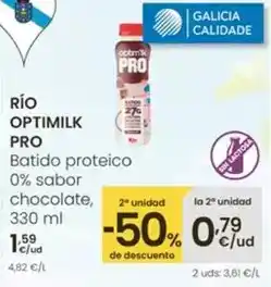 Eroski Optimilk pro rio - batido proteico 0% sabor chocolate oferta