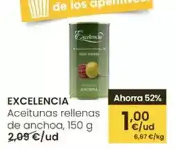 Eroski Excelencia - aceitunas rellenas de anchoa oferta
