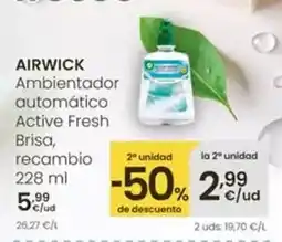 Eroski Air wick - ambientador automático active fresh brisa, recambio oferta
