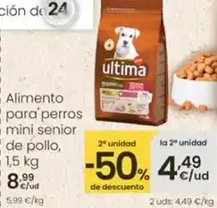 Eroski Última - alimento para perros mini senior de pollo oferta