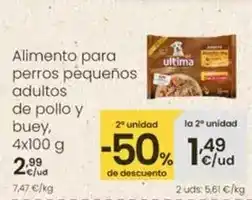 Eroski Última - alimento para perros pequenos adultos de pollo y buey oferta