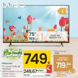 Eroski Hisense - tv qled uhd 4k 75e7nq oferta
