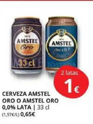 Supermercados MAS Amstel Cerveza Oro O Amstel Oro 0.0% Lata 33cl oferta