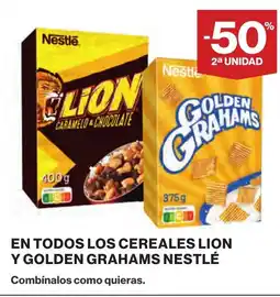 Supercor NESTLÉ En todos los cereales lion y golden grahams oferta