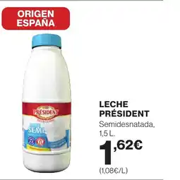 Supercor PRÉSIDENT Leche semidesnatada, oferta