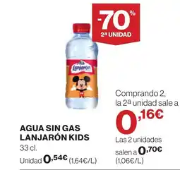 Supercor Agua sin gas lanjarón kids oferta