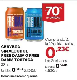 Supercor Cerveza sin alcohol free dammo free damm tostada oferta