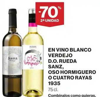 Supercor En vino blanco verdejo d.o. rueda sanz, oso hormiguero o cuatro rayas oferta