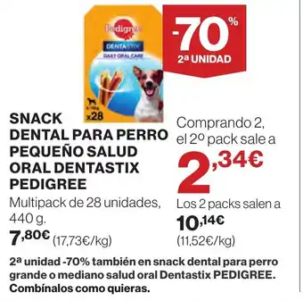 Supercor PEDIGREE Snack dental para perro pequeño salud oral dentastix oferta