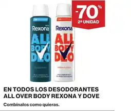Supercor REXONA En todos los desodorantes all over body y dove oferta