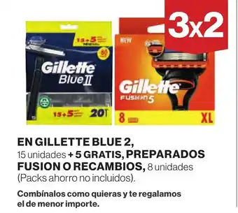 Supercor En gillette blue 2, 15 unidades +5 gratis, preparados fusion o recambios, 8 unidades oferta