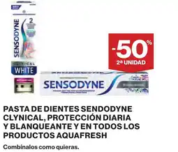 Supercor Pasta de dientes sendodyne clynical, protección diaria y blanqueante y en todos los productos aquafresh oferta