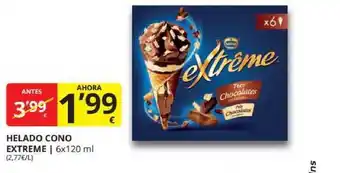 Supermercados MAS Helado Cono Extreme 6 x 120ml oferta