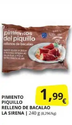 Supermercados MAS Pimiento Piquillo Relleno De Bacalao La Sirena 240g oferta