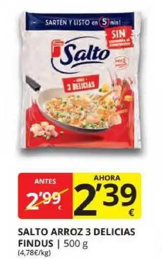 Supermercados MAS Salto Arroz 3 Delicias Findus 500g oferta