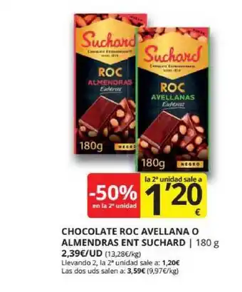 Supermercados MAS Chocolate Roc Avellana O Almendras Ent Suchard 180g oferta