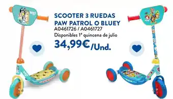 Juguettos Scooter 3 ruedas paw patrol o bluey oferta