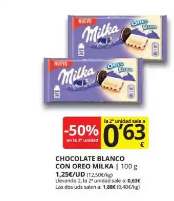 Supermercados MAS Chocolate Blanco Con Oreo Milka 100g oferta