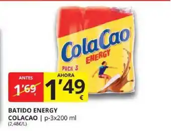 Supermercados MAS Batido Energy Colacao 3 x 200ml oferta