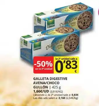 Supermercados MAS Galleta Digestive Avena-choco Gullón 425g oferta