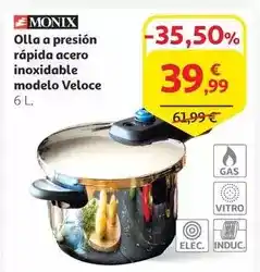 Alcampo Monix - olla a presión rápida acero inoxidable modelo veloce oferta