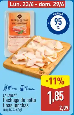 ALDI LA TABLA Pechuga de pollo finas lonchas oferta