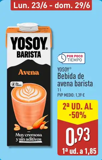 ALDI YOSOY Bebida de avena barista oferta