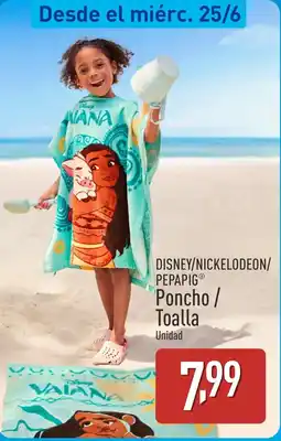 ALDI Disney/nickelodeon/ pepapig poncho / toalla oferta