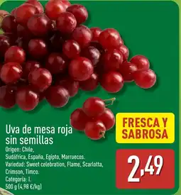 ALDI Uva de mesa roja sin semillas oferta