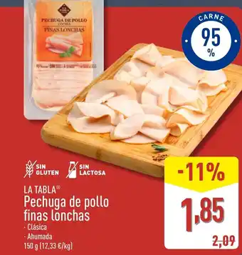 ALDI LA TABLA Pechuga de pollo finas lonchas oferta