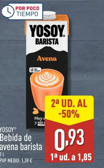 ALDI YOSOY Bebida de avena barista oferta