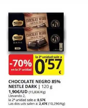 Supermercados MAS Chocolate Negro 85% Nestel Dark 120g oferta