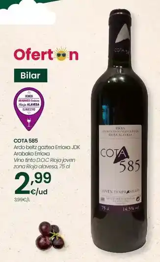 Eroski Cota 585 - vino tinto d.o.c rioja joven zona rioja alavesa oferta