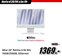 MediaMarkt Imac - imac 24 retina 4.5k m4, 16gb/256gb, ethernet oferta