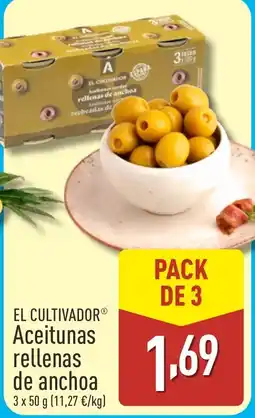 ALDI EL CULTIVADOR Aceitunas rellenas de anchoa oferta