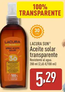 ALDI LACURA Sun Aceite solar transparente oferta